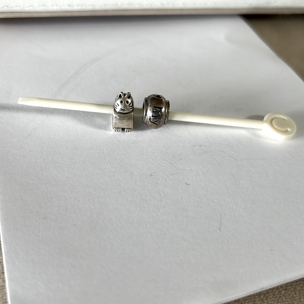 Cat motif Sterling beads
